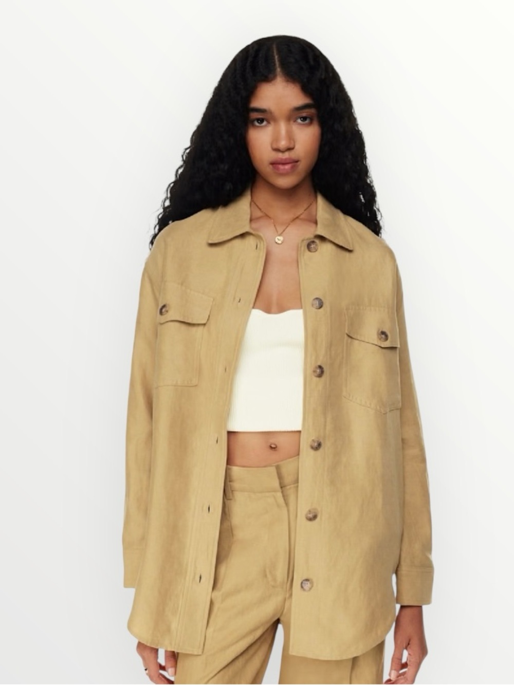 Aritzia Wilfred The Ganna Linen Blend Shirt Jacket Size S